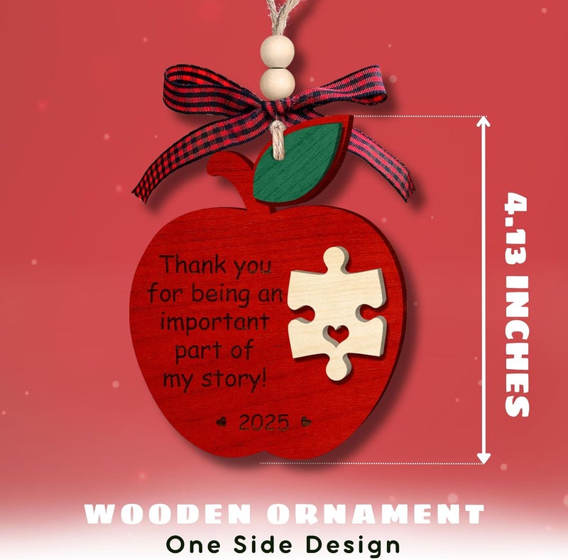 SUCHAGIFT Teacher Ornament - Teacher Christmas Ornaments for Tree - Teachers Gifts for Women - Teachers Daycare Provider Christmas Ornaments - Teaching Appreciation Gifts - Wood Ornament 2025 & Card - Image 2